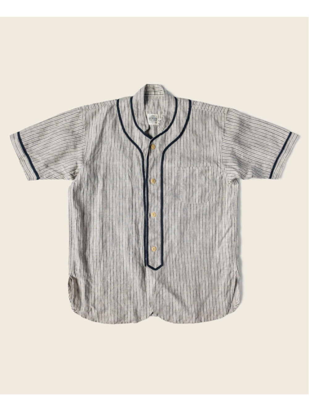 1930s Striped Linen Baseball Shirt Bronson Size 38 Out Of Stock 🇺🇸ship
